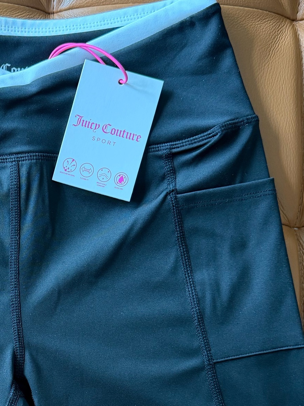 🖤Juicy Couture Sport Black Athletic Shorts with White Blue Waistband. NWT - Picture 13 of 15